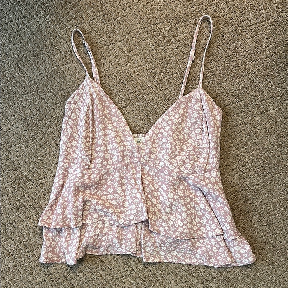 Pink Camisole with Tiered Spaghetti Straps